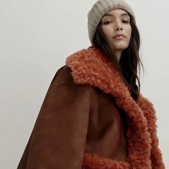 COPY - Free People Kiki Sherpa Jacket, NWT, Current, Brownstone Combo Co… - Picture 3 of 5